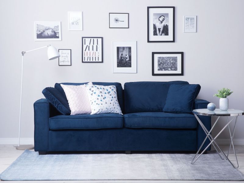 Sofa 3-osobowa welurowa ciemnoniebieska Falun 1 szt.