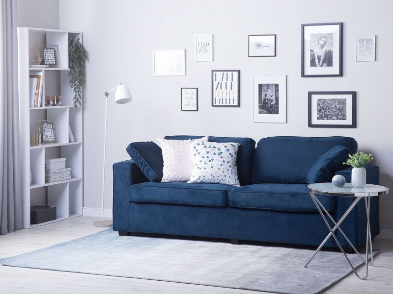 Sofa 3-osobowa welurowa ciemnoniebieska Falun 1 szt.