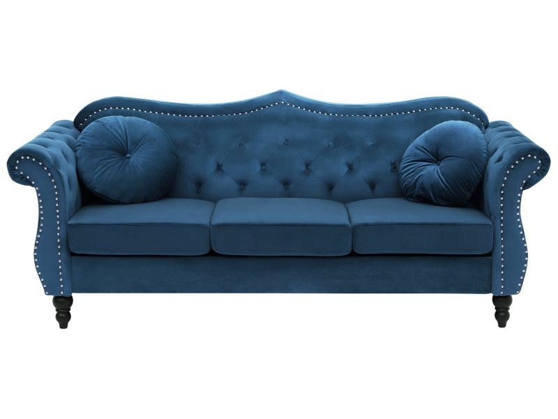 Sofa 3-osobowa welurowa ciemnoniebieska Skien 1 szt.