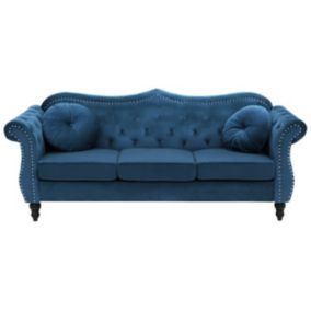 Sofa 3-osobowa welurowa ciemnoniebieska Skien 1 szt.