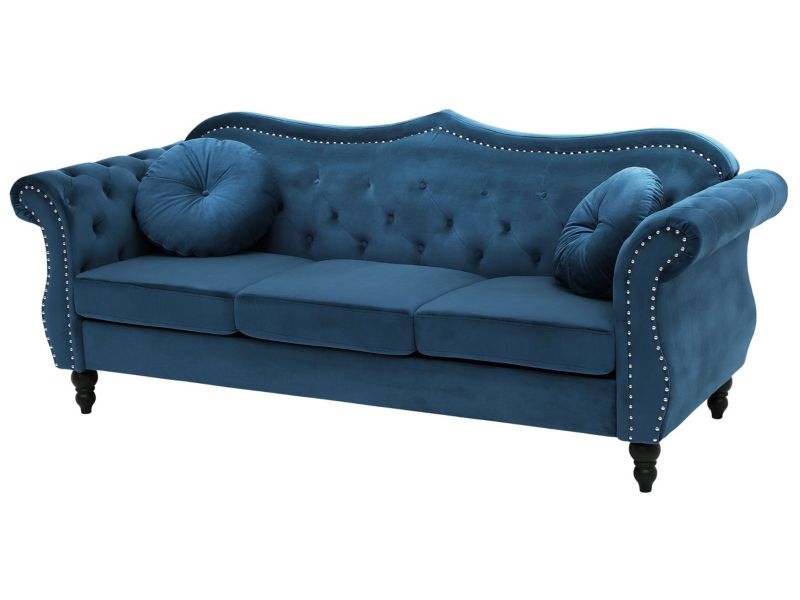 Sofa 3-osobowa welurowa ciemnoniebieska Skien 1 szt.