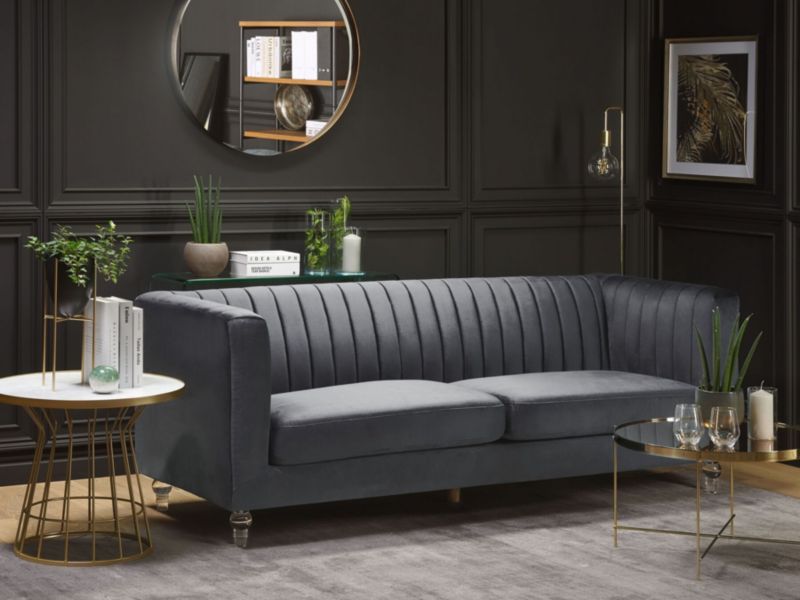 Sofa 3-osobowa welurowa ciemnoszara Arvika 1 szt.