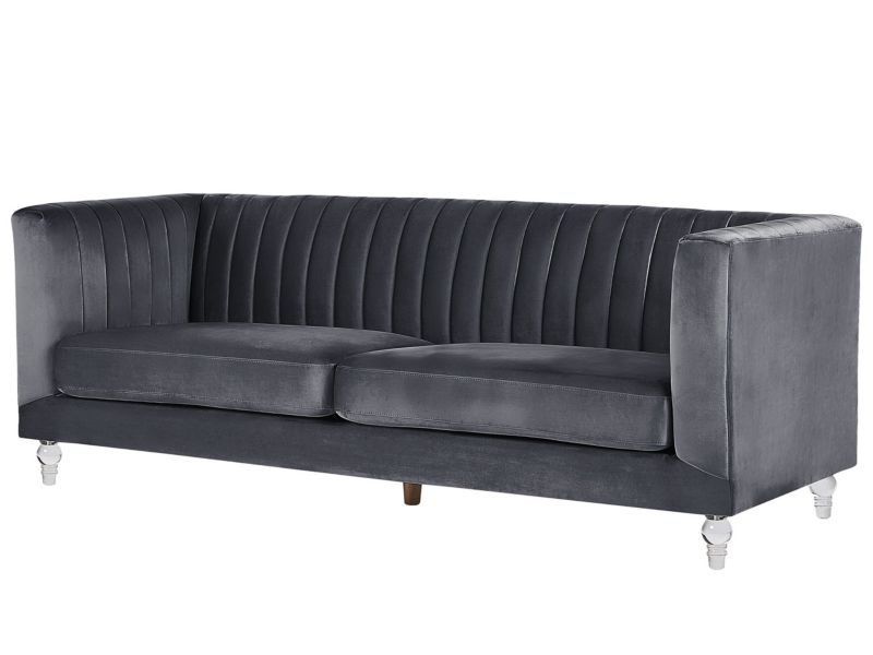 Sofa 3-osobowa welurowa ciemnoszara Arvika 1 szt.