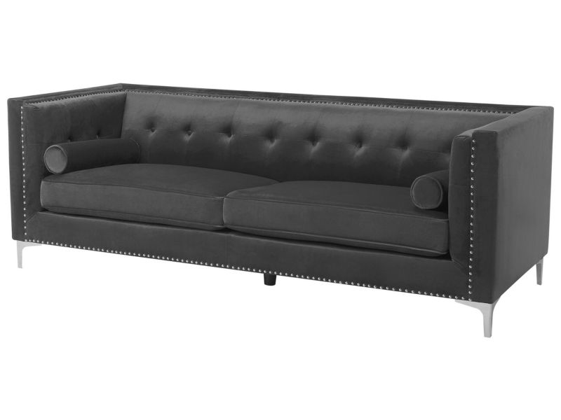 Sofa 3-osobowa welurowa ciemnoszara Avaldsenes 1 szt.