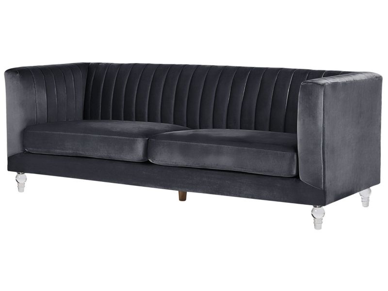 Sofa 3-osobowa welurowa czarna Arvika 1 szt.