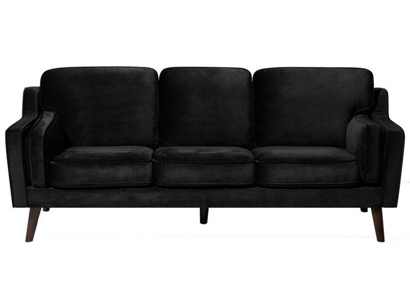 Sofa 3-osobowa welurowa czarna Lokka 1 szt.