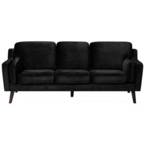 Sofa 3-osobowa welurowa czarna Lokka 1 szt.
