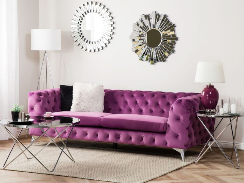 Sofa 3-osobowa welurowa fioletowa Sotra 1 szt.