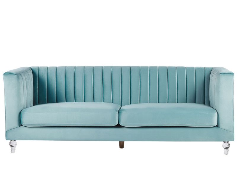 Sofa 3-osobowa welurowa jasnoniebieska Arvika 1 szt.
