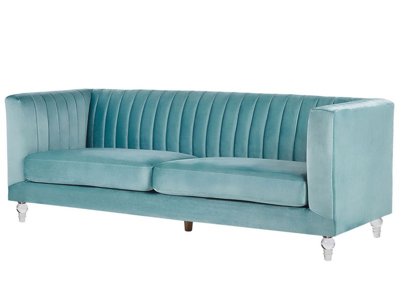 Sofa 3-osobowa welurowa jasnoniebieska Arvika 1 szt.