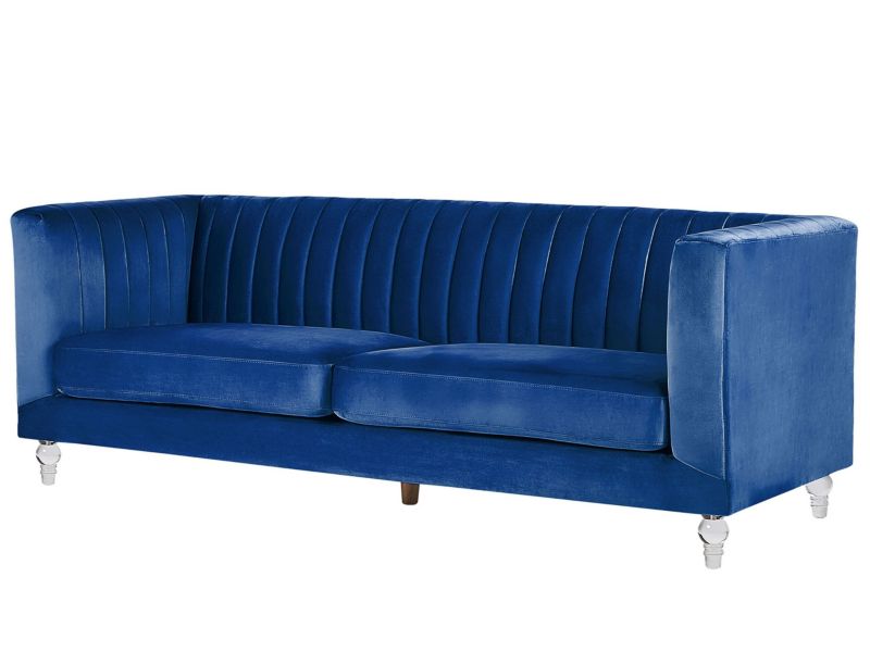 Sofa 3-osobowa welurowa niebieska Arvika 1 szt.