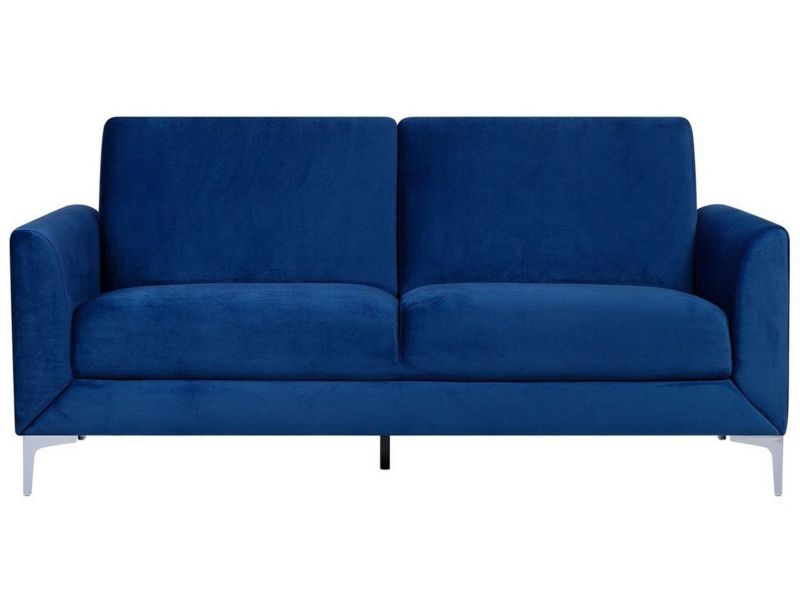 Sofa 3-osobowa welurowa niebieska Fenes 1 szt.