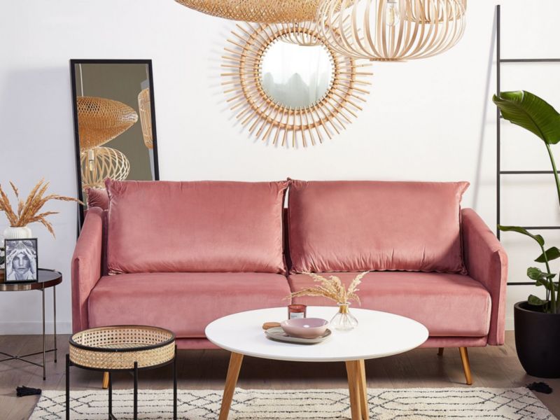 Sofa 3-osobowa welurowa różowa Maura 1 szt.