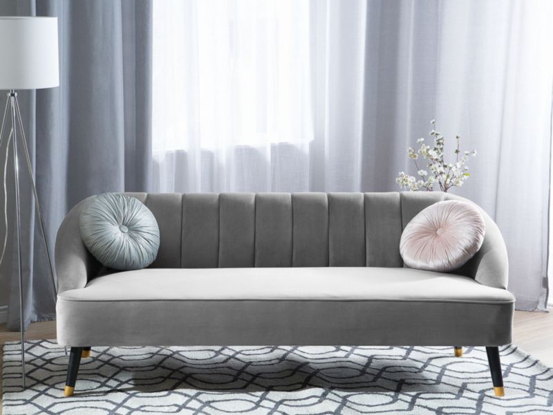 Sofa 3-osobowa welurowa szara Alsvag 1 szt.