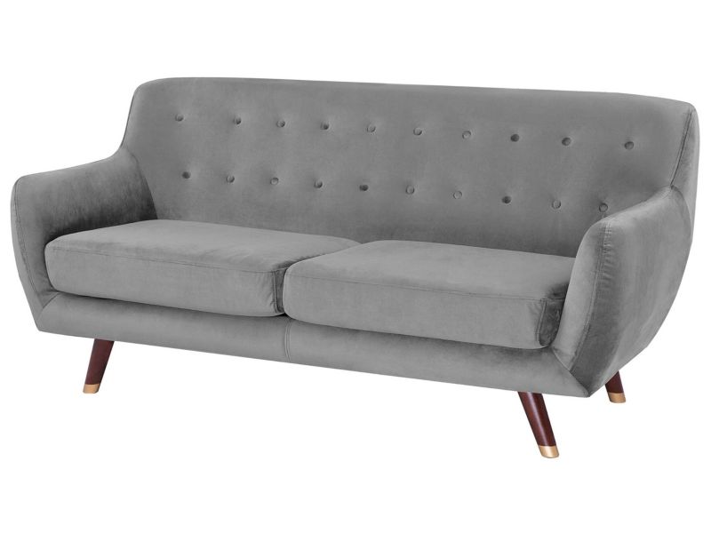 Sofa 3-osobowa welurowa szara Bodo 1 szt.