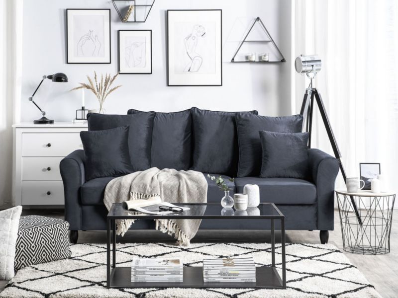 Sofa 3-osobowa welurowa szara Bornholm 1 szt.