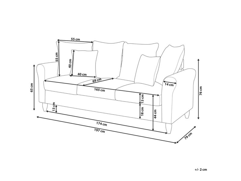 Sofa 3-osobowa welurowa szara Bornholm 1 szt.