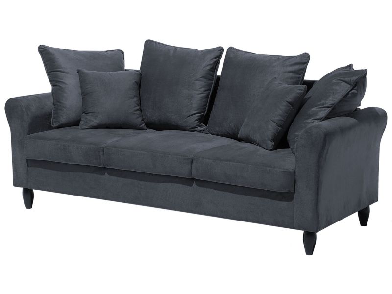 Sofa 3-osobowa welurowa szara Bornholm 1 szt.