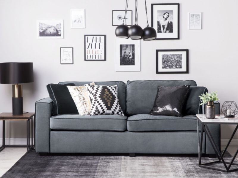 Sofa 3-osobowa welurowa szara Falun 1 szt.
