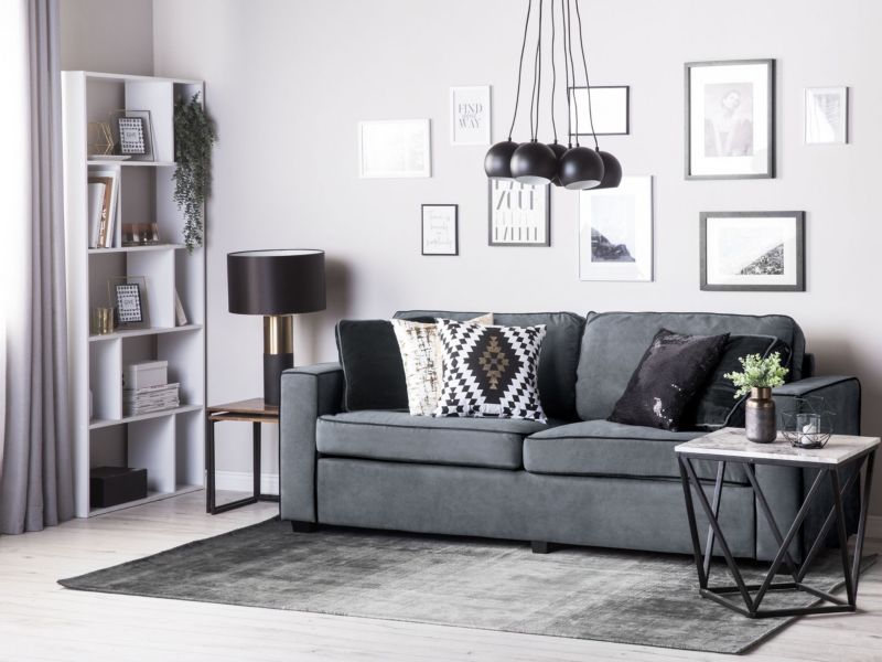 Sofa 3-osobowa welurowa szara Falun 1 szt.