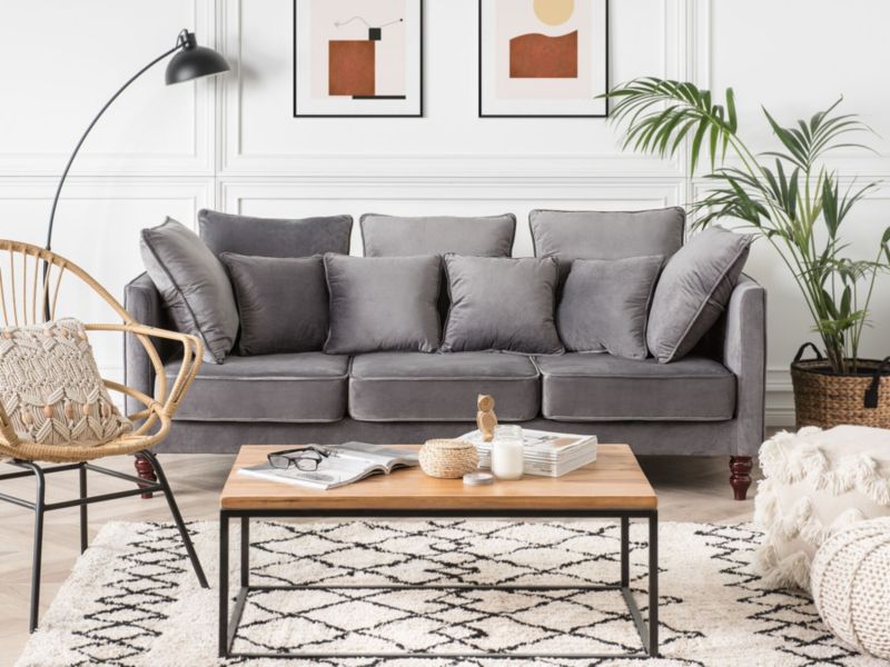 Sofa 3-osobowa welurowa szara Fenstad 1 szt.