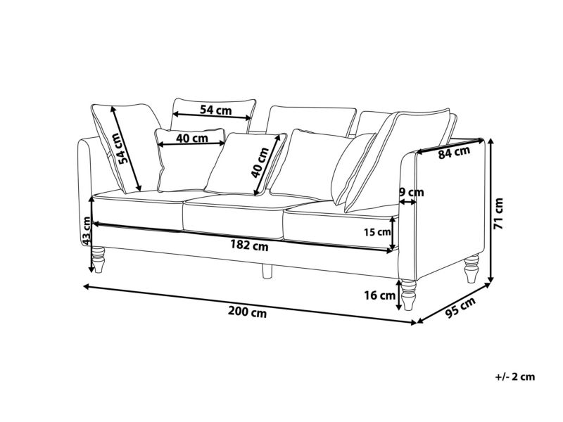 Sofa 3-osobowa welurowa szara Fenstad 1 szt.