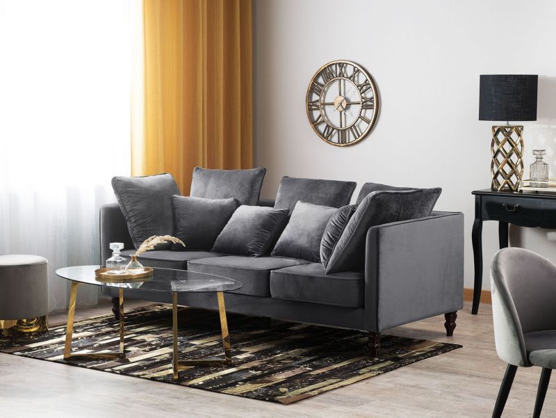 Sofa 3-osobowa welurowa szara Fenstad 1 szt.