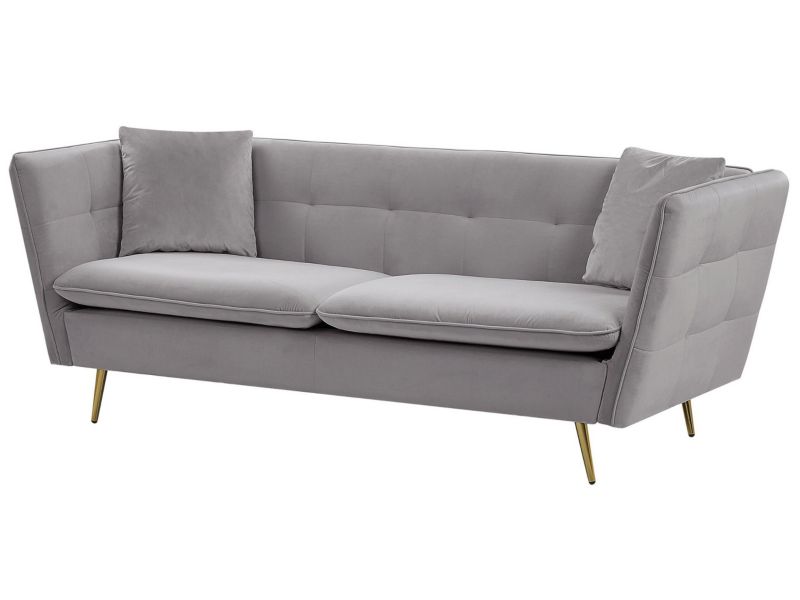 Sofa 3-osobowa welurowa szara Frederica 1 szt.