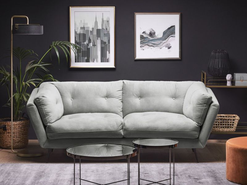Sofa 3-osobowa welurowa szara Lenvik 1 szt.