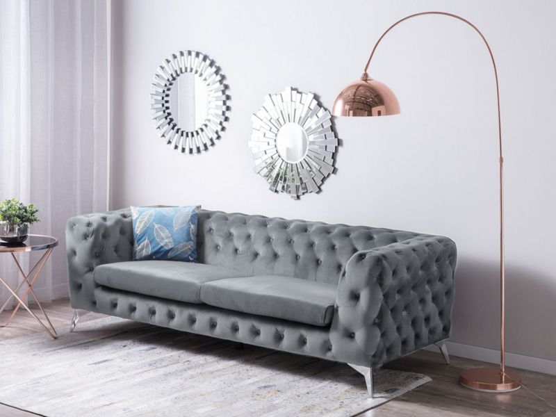 Sofa 3-osobowa welurowa szara Sotra 1 szt.