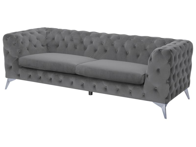Sofa 3-osobowa welurowa szara Sotra 1 szt.