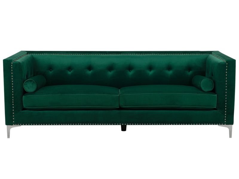 Sofa 3-osobowa welurowa szmaragdowa Avaldsenes 1 szt.