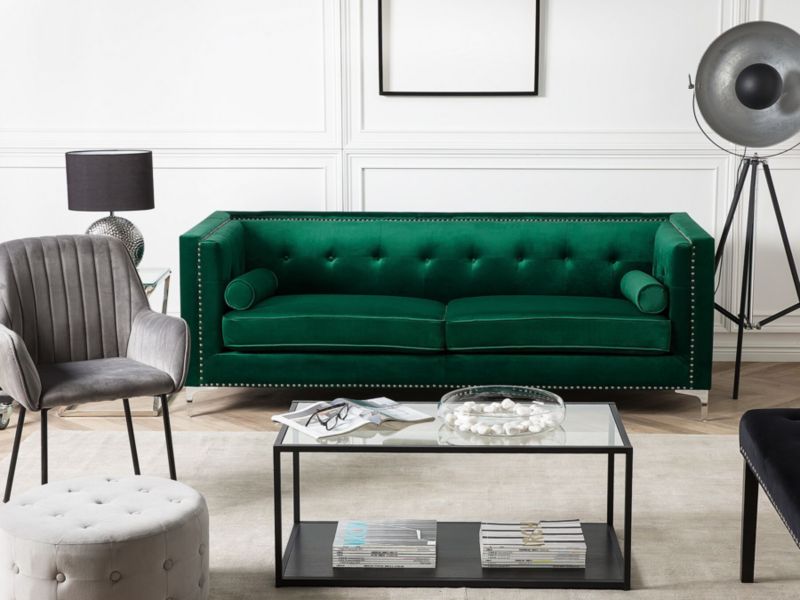 Sofa 3-osobowa welurowa szmaragdowa Avaldsenes 1 szt.