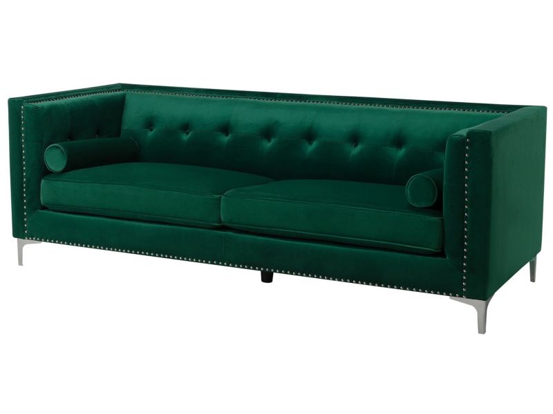 Sofa 3-osobowa welurowa szmaragdowa Avaldsenes 1 szt.