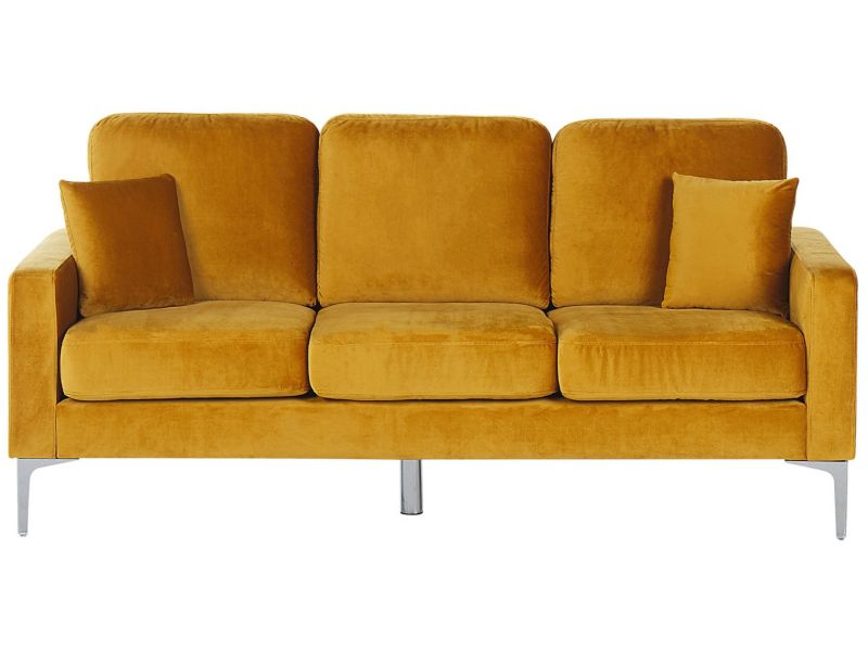 Sofa 3-osobowa welurowa żółta Gavle 1 szt.