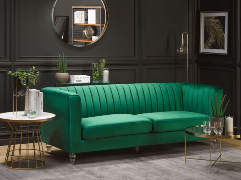 Sofa 3-osobowa welurowa zielona Arvika 1 szt.