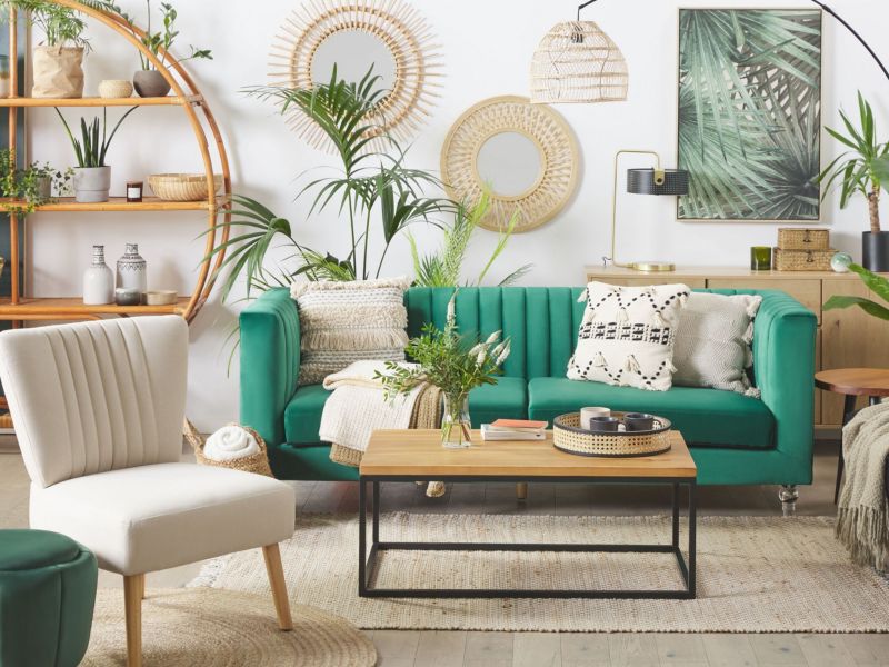Sofa 3-osobowa welurowa zielona Arvika 1 szt.
