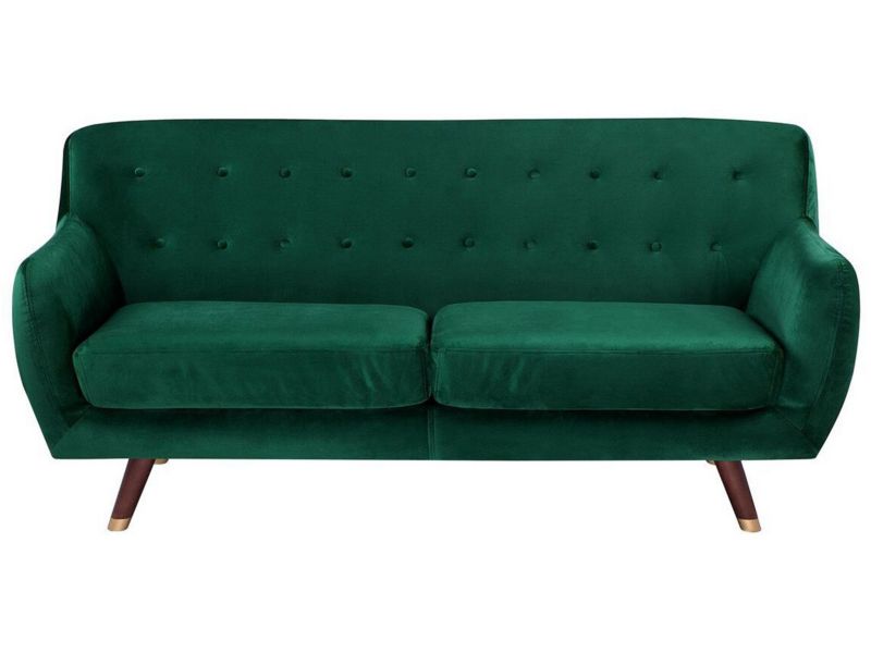 Sofa 3-osobowa welurowa zielona Bodo 1 szt.