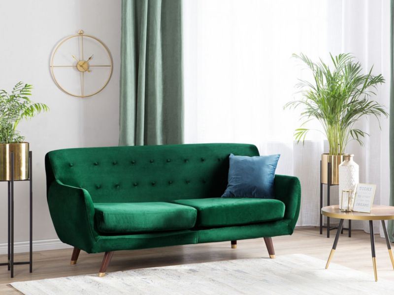 Sofa 3-osobowa welurowa zielona Bodo 1 szt.