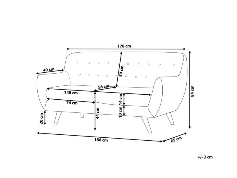 Sofa 3-osobowa welurowa zielona Bodo 1 szt.