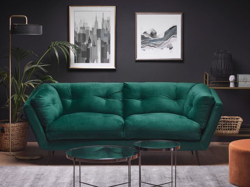 Sofa 3-osobowa welurowa zielona Lenvik 1 szt.