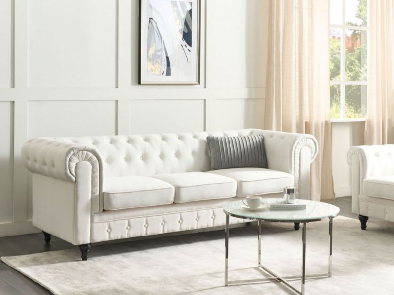 Sofa 3-osobowa złamana biel Chesterfield 1 szt.