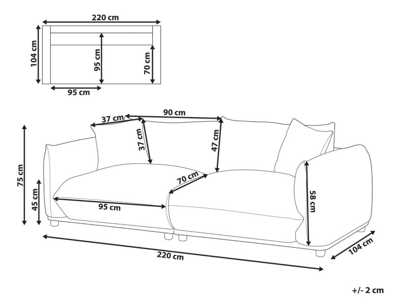 Sofa 3-osobowa złamana biel Luvos 1 szt.