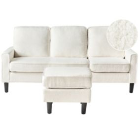 Sofa 3-osobowa z otomaną boucle biała Avesta 1 kpl