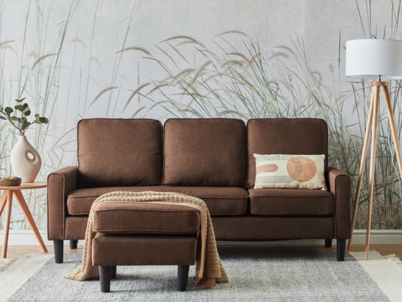 Sofa 3-osobowa z otomaną brązowa Avesta 1 kpl