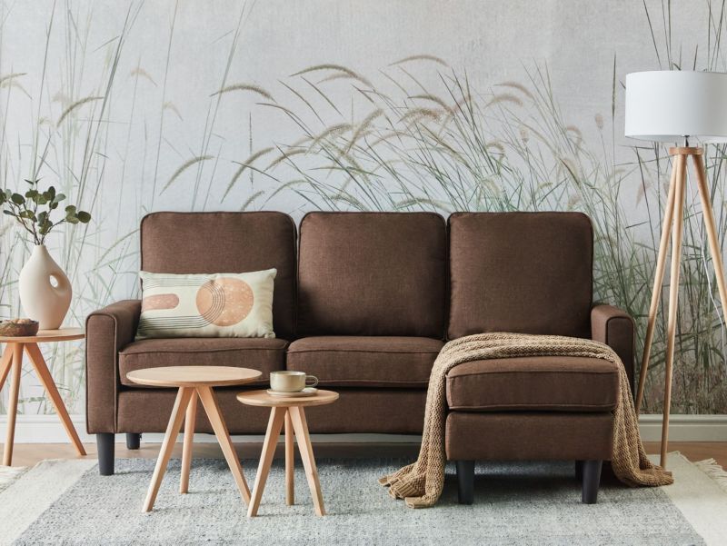 Sofa 3-osobowa z otomaną brązowa Avesta 1 kpl