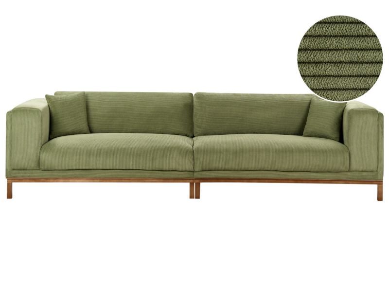 Sofa 4-osobowa sztruksowa zielona Veng 1 szt.