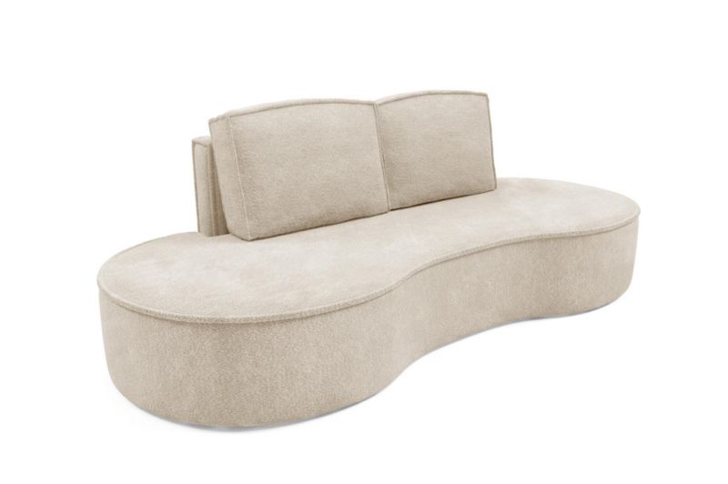 Sofa Bettso Flow zaokrąglone boki z poduszkami w tkaninie abriamo beżowy 1szt.