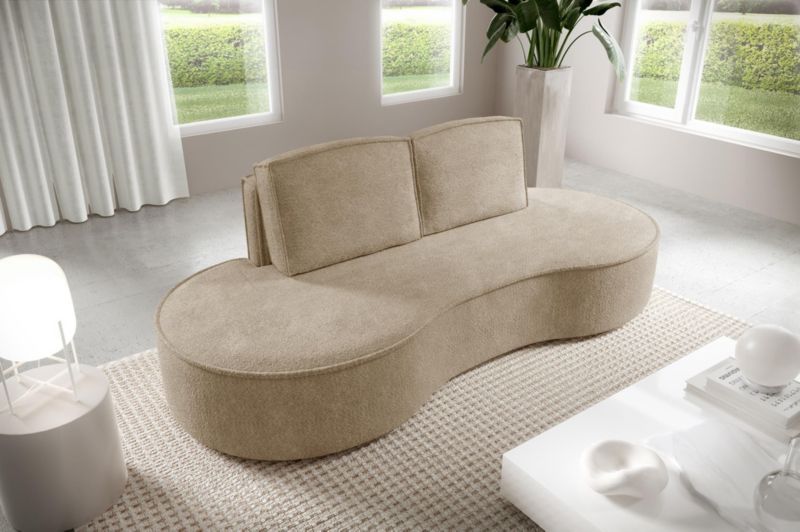 Sofa Bettso Flow zaokrąglone boki z poduszkami w tkaninie abriamo beżowy 1szt.