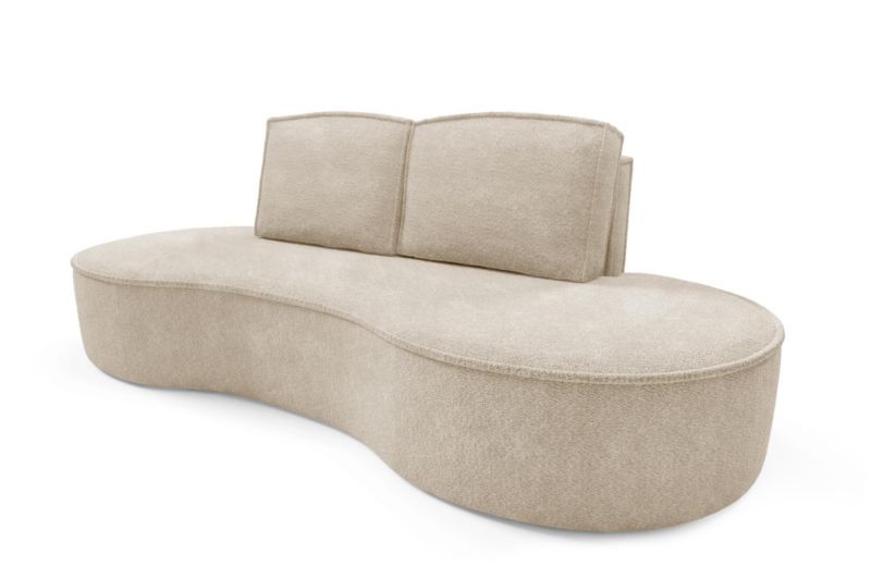 Sofa Bettso Flow zaokrąglone boki z poduszkami w tkaninie abriamo beżowy 1szt.